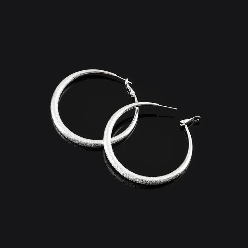 Vintage Frosted Alloy C-Shaped Hoop Stud & Clip On No Piercing Spiral Disc Women's Statement Earrings