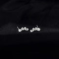 Minimalist Copper Teardrop Flower Petal Micro Pave Zircon Drop Earrings