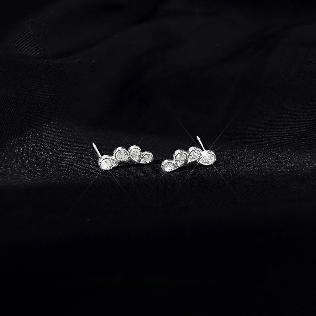 Minimalist Copper Teardrop Flower Petal Micro Pave Zircon Drop Earrings