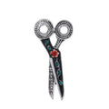 Vintage Scissors Brooch With Rhinestone And Enamel Detail, Elegant Unisex Lapel Pin Suit Accessory