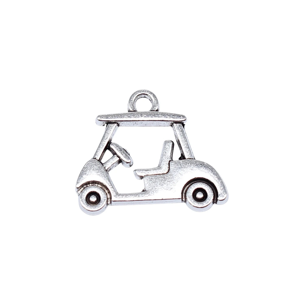 17x20mm 1.3g Antique Silver Zinc Alloy Golf Cart Charm Pendant for Sports DIY Jewelry Making