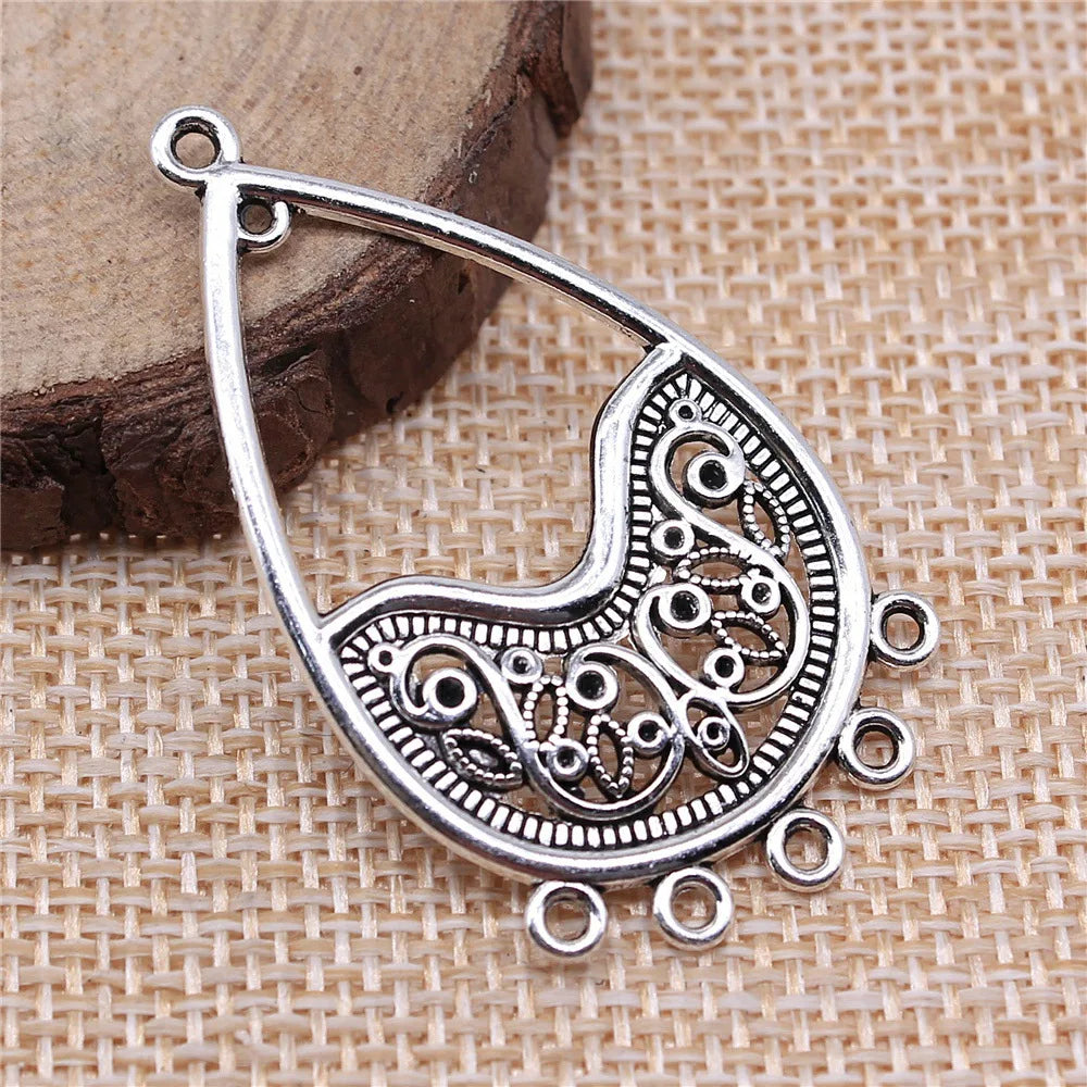46x26mm 2.9g Multicolor Zinc Alloy Teardrop Earring Connector Charms for DIY Earrings Jewelry Making