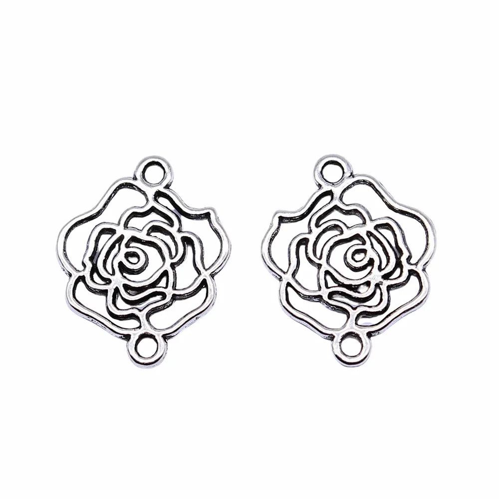 17x14mm 0.6g Multicolor Zinc Alloy Hollow Flower connector charm for DIY bracelet necklace making