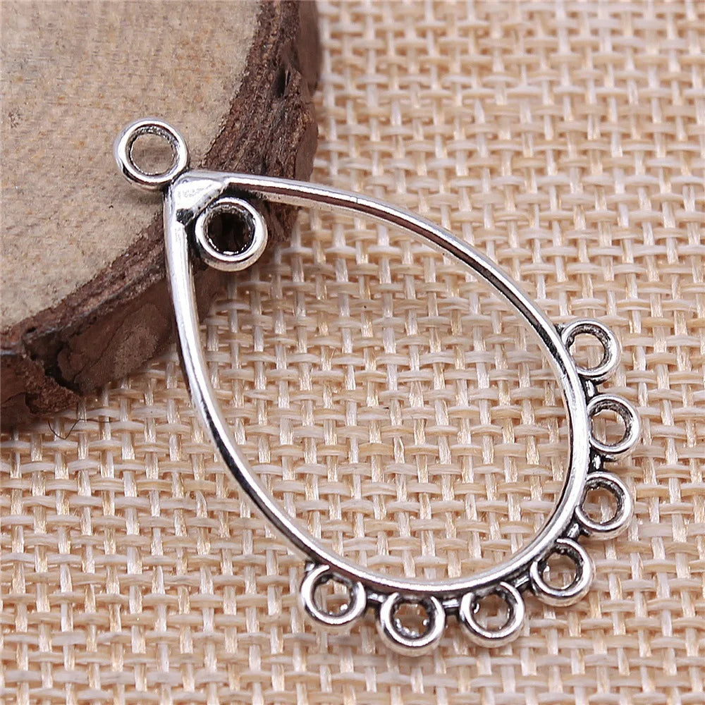 38x26mm 1.7g Multicolor Zinc Alloy Teardrop Earring Connector Charms for DIY Earrings Making