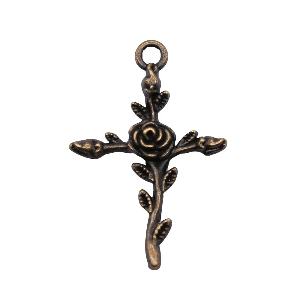 35x23mm 1.9g Multicolor Zinc Alloy Flower Cross charm pendant for DIY necklace bracelet making