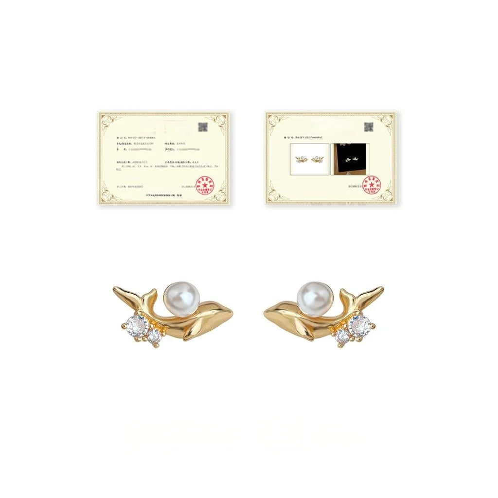 Light Luxury Micro Pave Zircon 14K Plated Copper Whale Stud Earrings