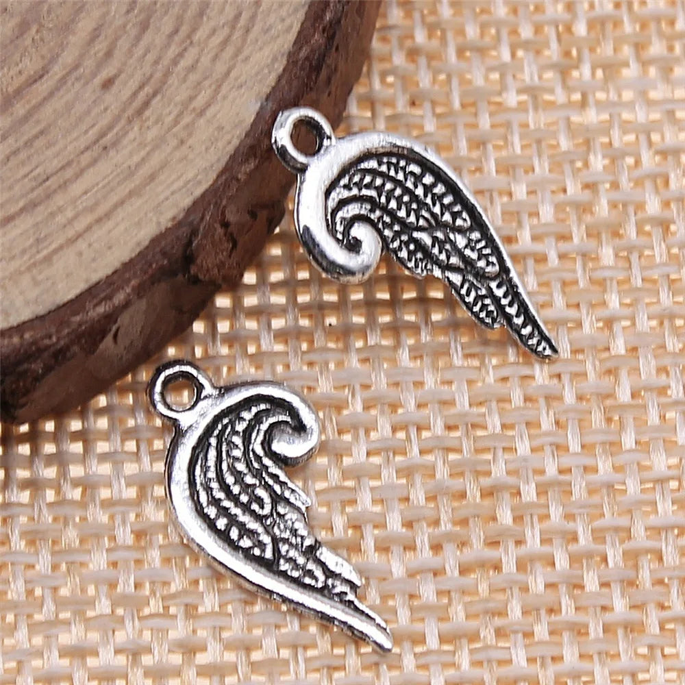 19x10mm 0.4g Multicolor Zinc Alloy Angel Wing Charm Pendant for DIY Necklace Bracelet Jewelry Making