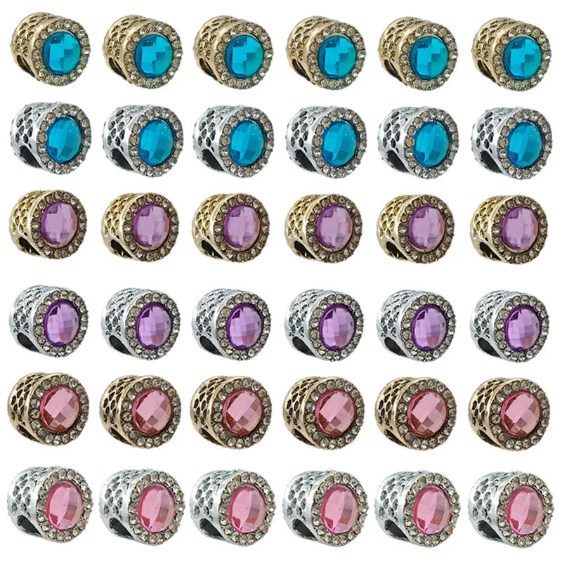 Zinc Alloy Rhinestone Large Hole Round Beads for DIY European Style Bracelet Jewelry Making — 11×10mm