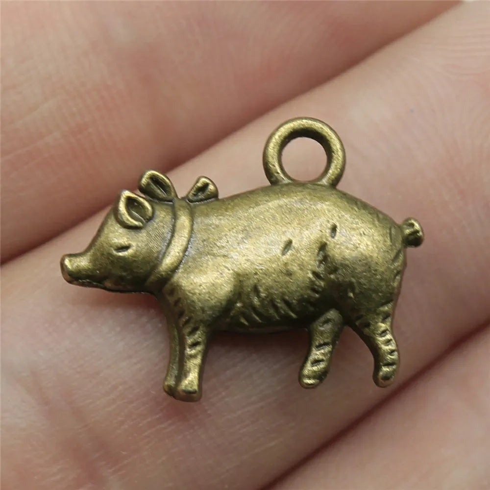 21x16mm 2.7g Multicolor Zinc Alloy Cute Pig Charm Pendant for DIY Necklace Bracelet Jewelry Making