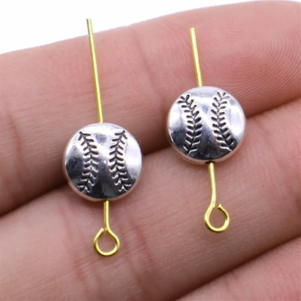 10mm 1.5g Antique Silver Zinc Alloy Tennis Ball Loose Metal Beads for DIY Sports Bracelet