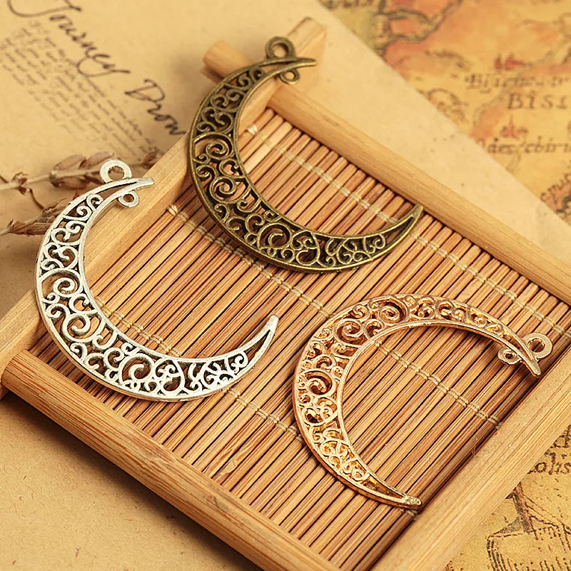 40x30MM Zinc Alloy Crescent Moon Charm Pendant for DIY Necklace Bracelet Jewelry Making