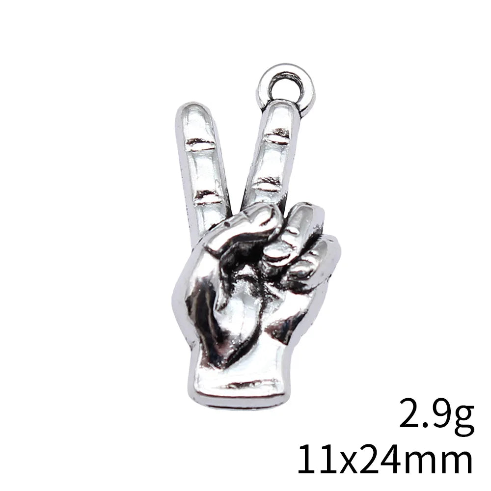 11x24mm 2.9g Antique Silver Zinc Alloy Yeah Hand Gesture charm pendant for DIY jewelry accessories