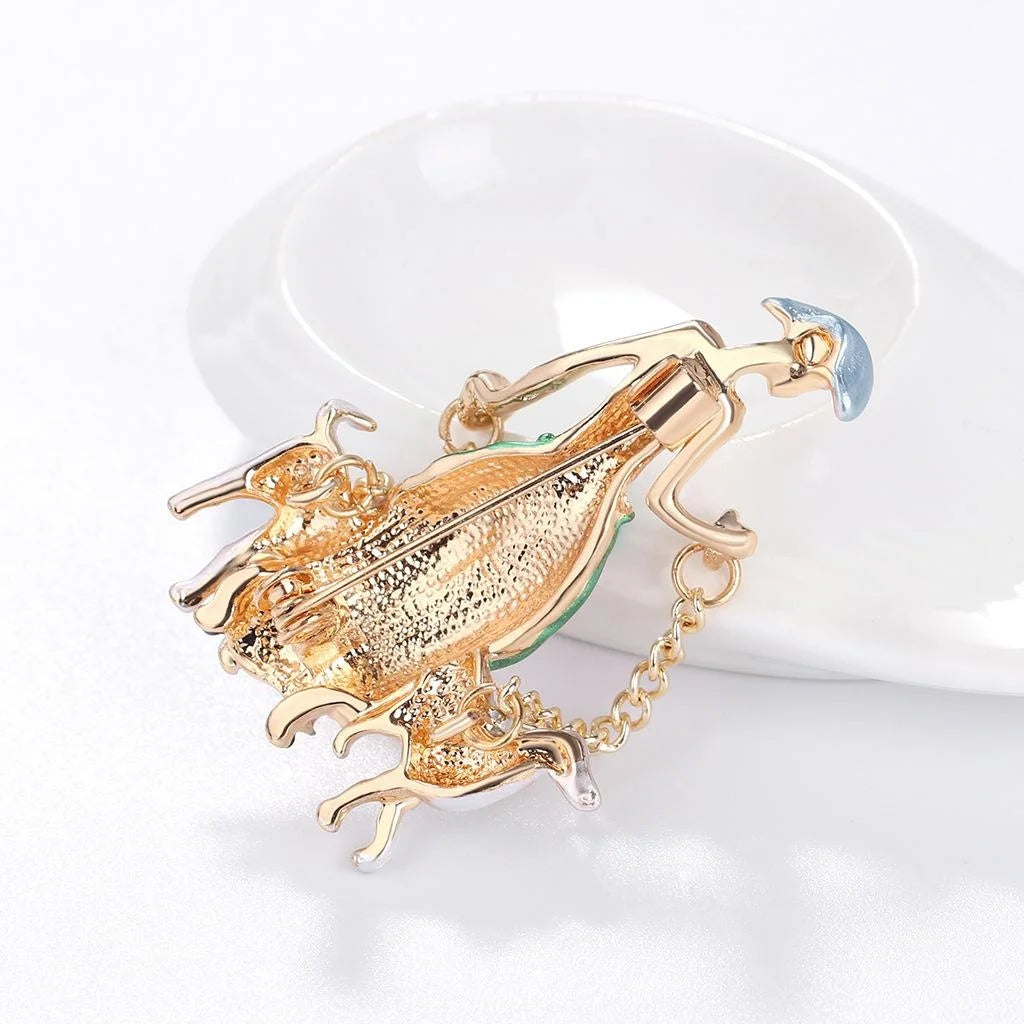 Elegant Enamel Alloy Lady Walking Dogs Brooch, Cute Painted Girl Lapel Pin Corsage Suit Accessory Gift