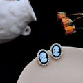 Silver Plated Alloy 14K Gold Beauty Portrait Stud Earrings Korean Creative Fashion Jewelry