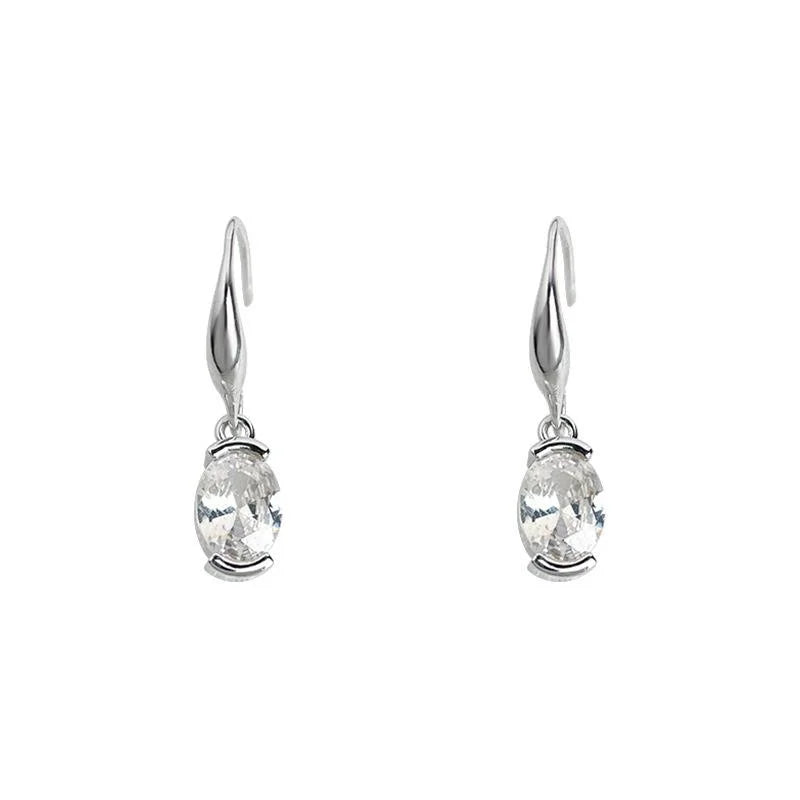 Light Luxury Teardrop Zircon Drop Earrings Eco-Friendly Copper Oval Geometric Minimalist Jewelry