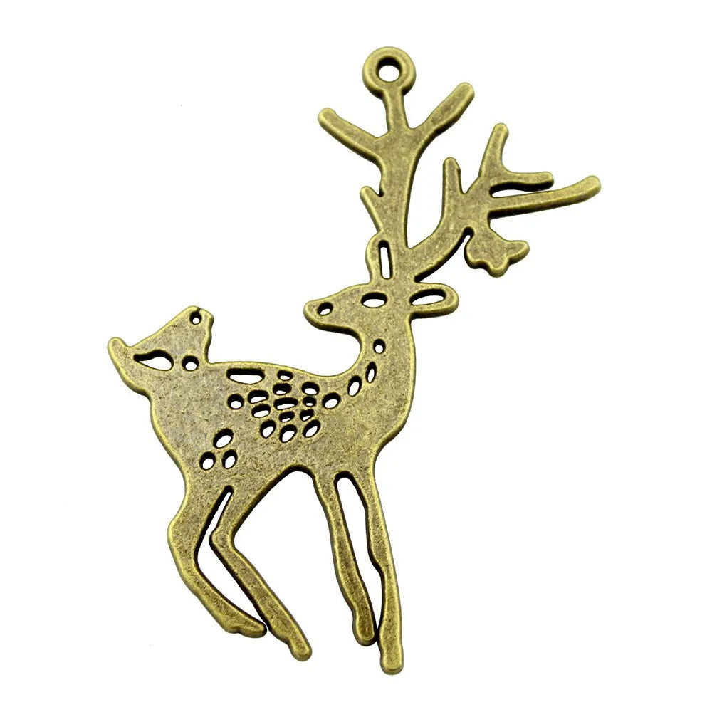 60x47mm 8.2g Multicolor Zinc Alloy Deer Charm Pendant for Animal Theme DIY Necklace Jewelry Making