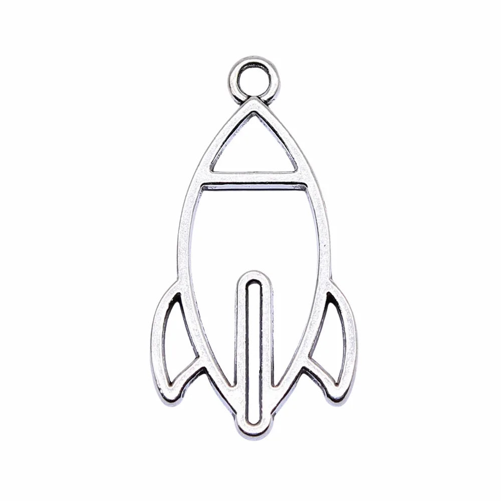 30x16mm 1.5g Antique Silver Zinc Alloy Rocket Frame Charm Pendant for DIY Necklace Bracelet Making