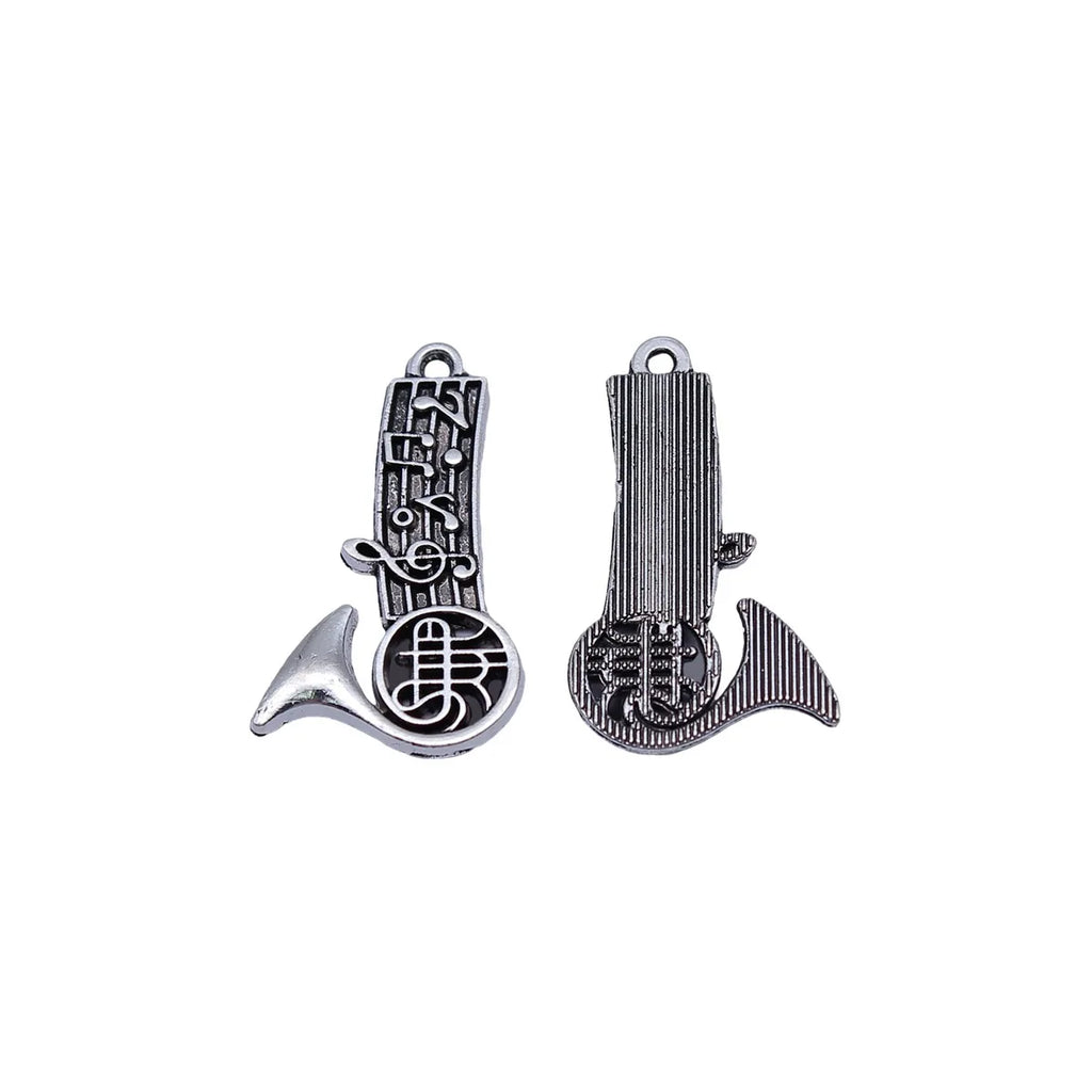 25x15mm 1.4g Antique Silver Zinc Alloy Musical Note Instrument Music Note Charm Pendant for DIY Jewelry Making