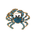 Cute Rhinestone Crab Brooch In Gold Tone Alloy, Sparkling Animal Lapel Pin Corsage Gift For Women