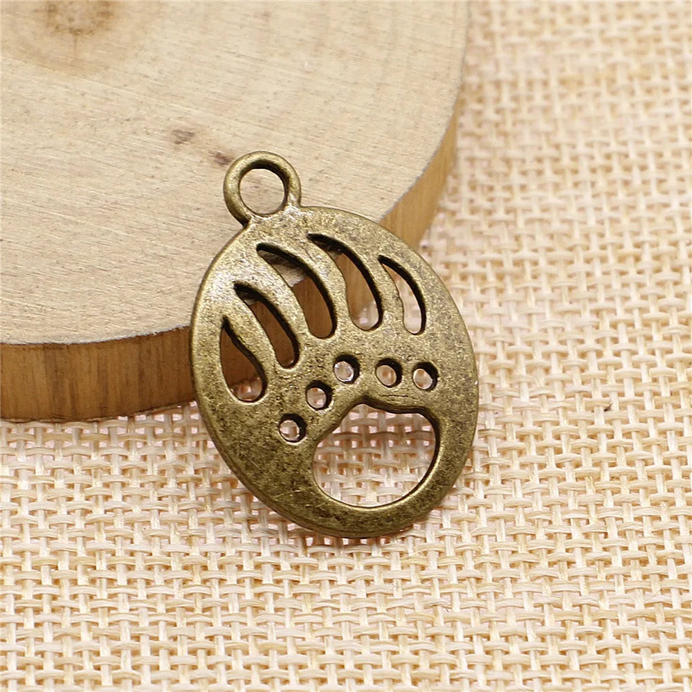 30x22mm 2.8g Antique Bronze Zinc Alloy Tiger Paw Charm Pendant for Animal Theme DIY Jewelry Making