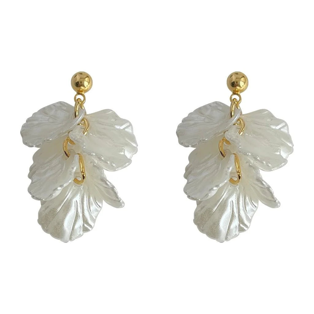 Sweet Forest Fairy Handmade Acrylic Leaf Flower Drop Earrings Elegant Summer Jewelry