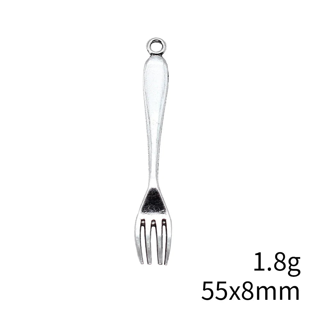 55x8mm 1.8g Multicolor Zinc Alloy Fork Charm Pendant for DIY Necklace Bracelet Jewelry Making