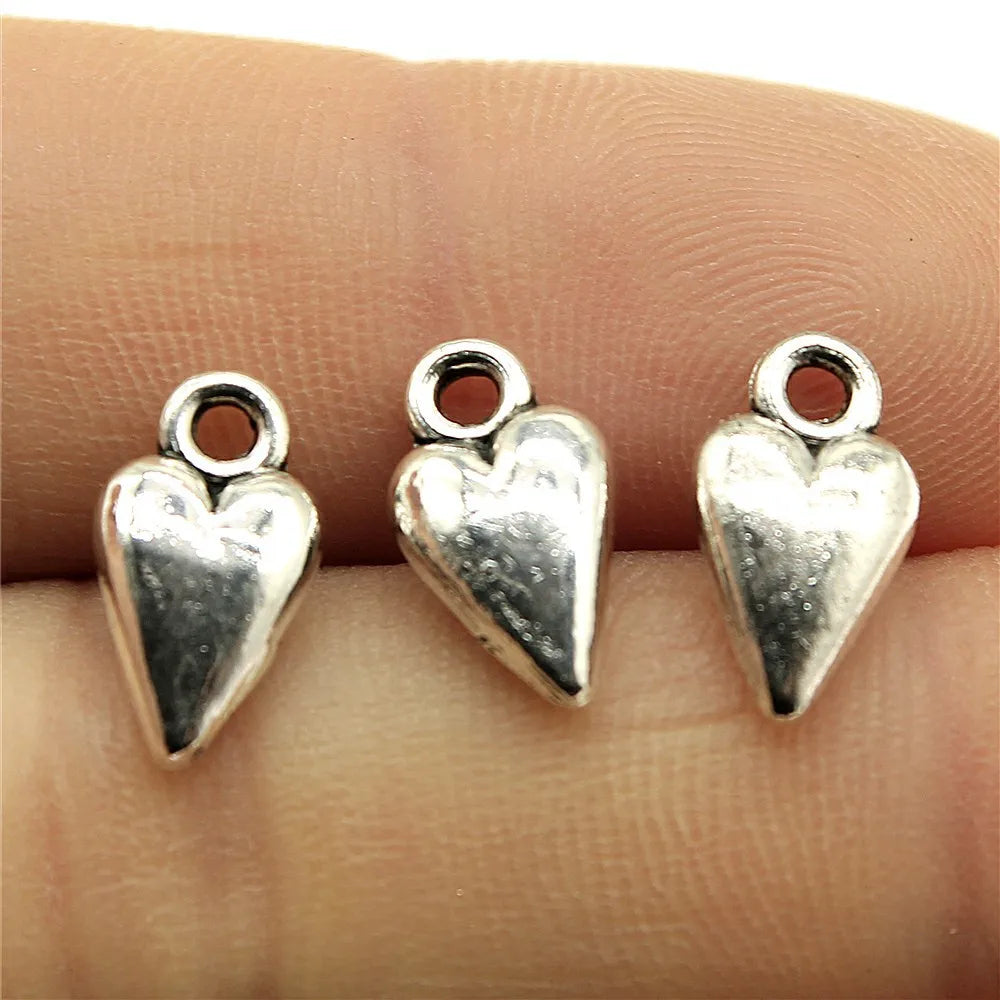 13x7mm 0.8g Multicolor zinc alloy small Heart charm pendant for DIY bracelet necklace jewelry making