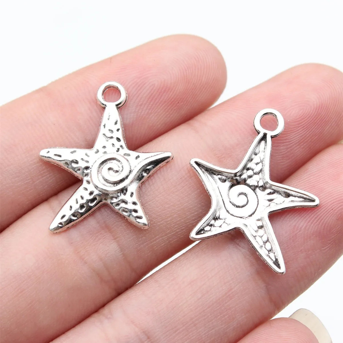 23x20mm 1.2g Multi Color Zinc Alloy Spiral Starfish Charm Pendant for DIY Ocean Jewelry Making