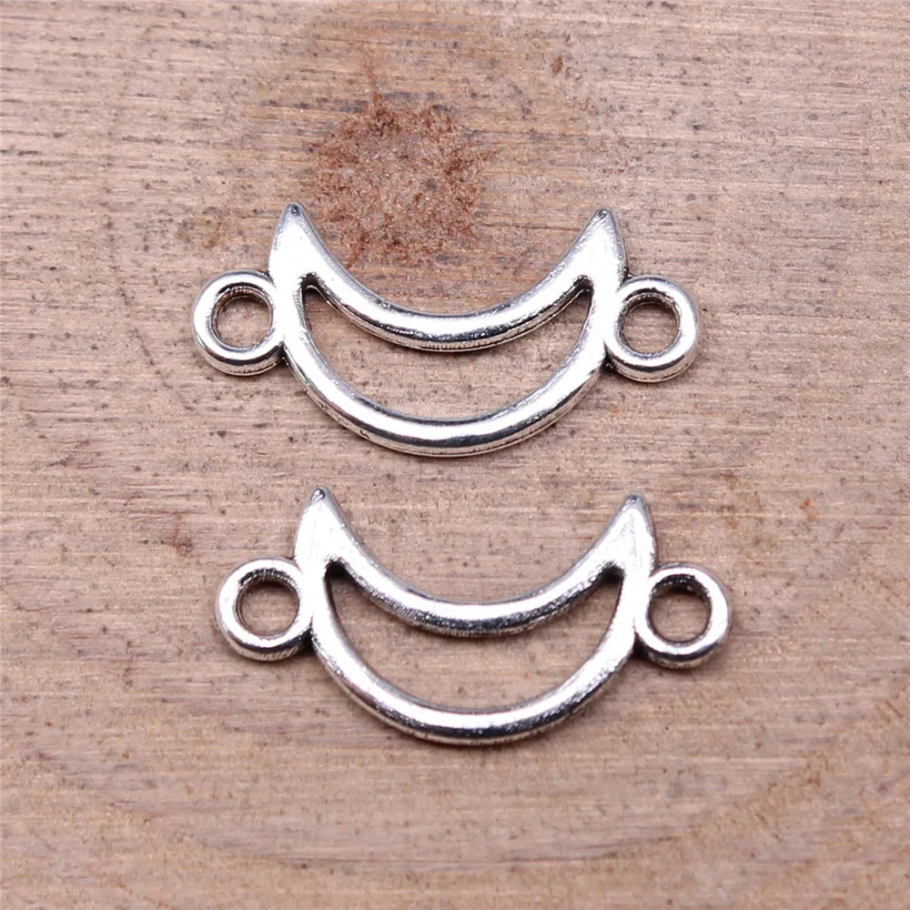 18x9mm 0.41g Multicolor Zinc Alloy Hollow Moon Connector Charm Pendant for Bracelet Jewelry Making