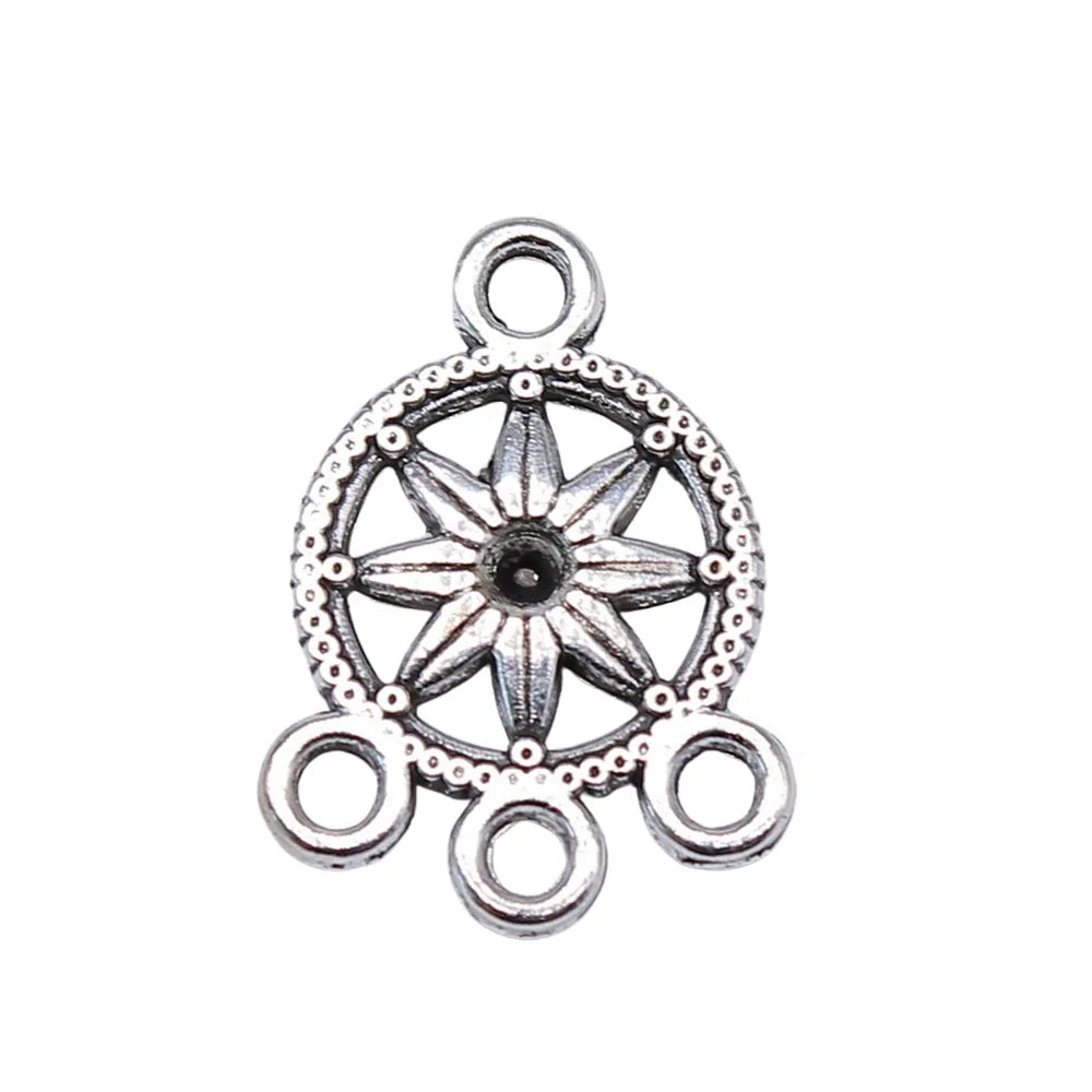 18x13mm 0.9g Multicolor Zinc Alloy Flower Earring Connector Charms for DIY Earrings Jewelry Making