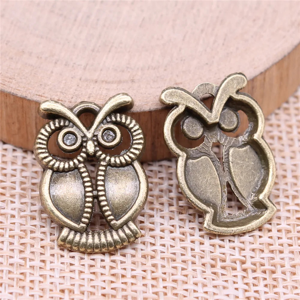 22x15mm 1.8g Multicolor Zinc Alloy Owl Cat Charm Pendant for Handmade Necklace Bracelet DIY Jewelry
