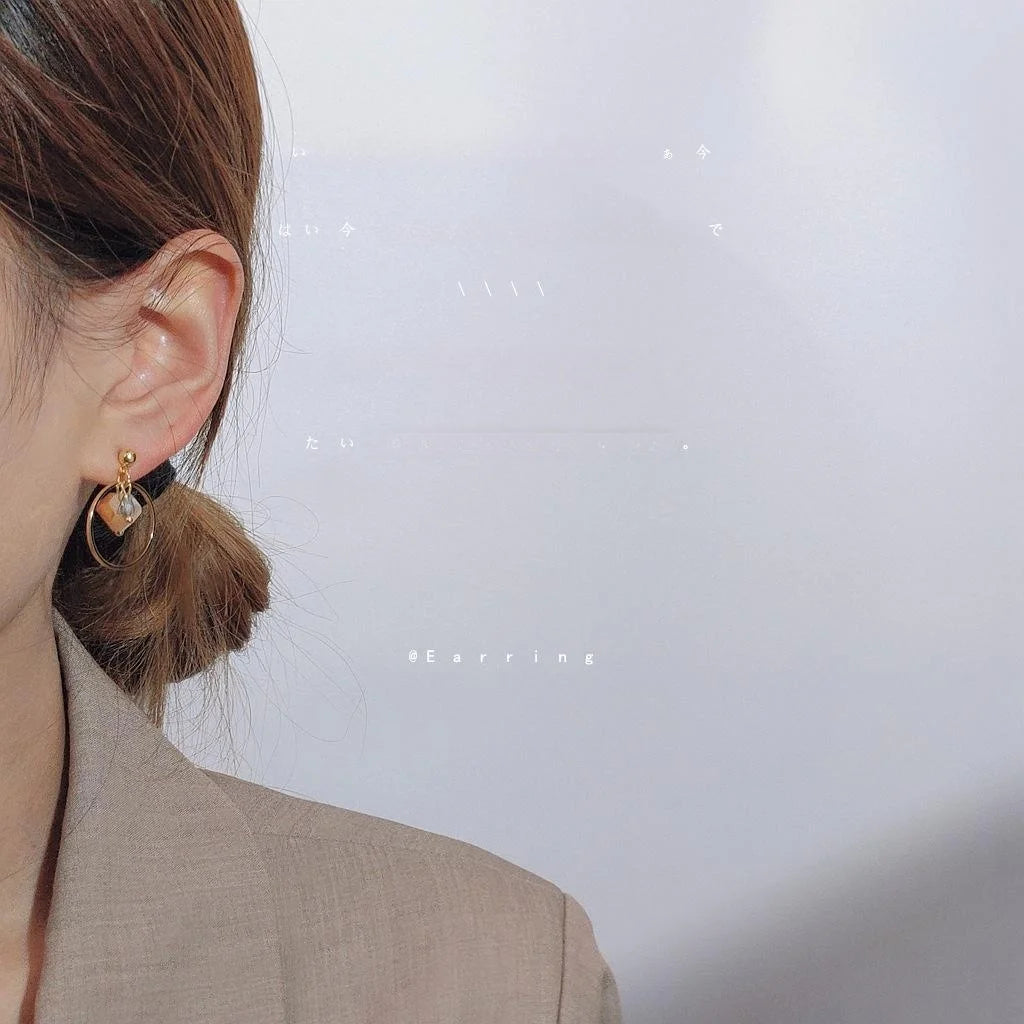 Handmade Geometric Glass Crystal Drop Earrings With 14K Gold Plated