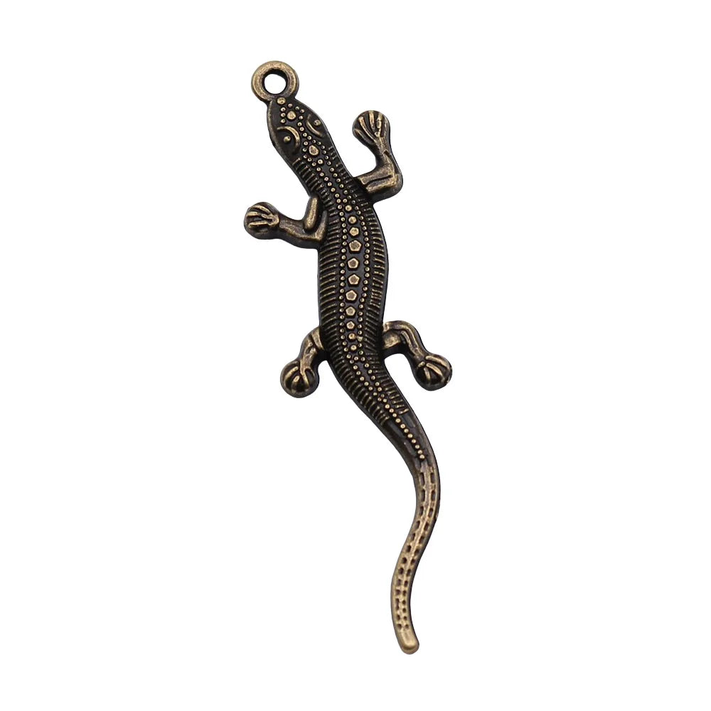 56x15mm 2.8g Multicolor Zinc Alloy Gecko Charm Pendant for Animal Theme DIY Jewelry Making