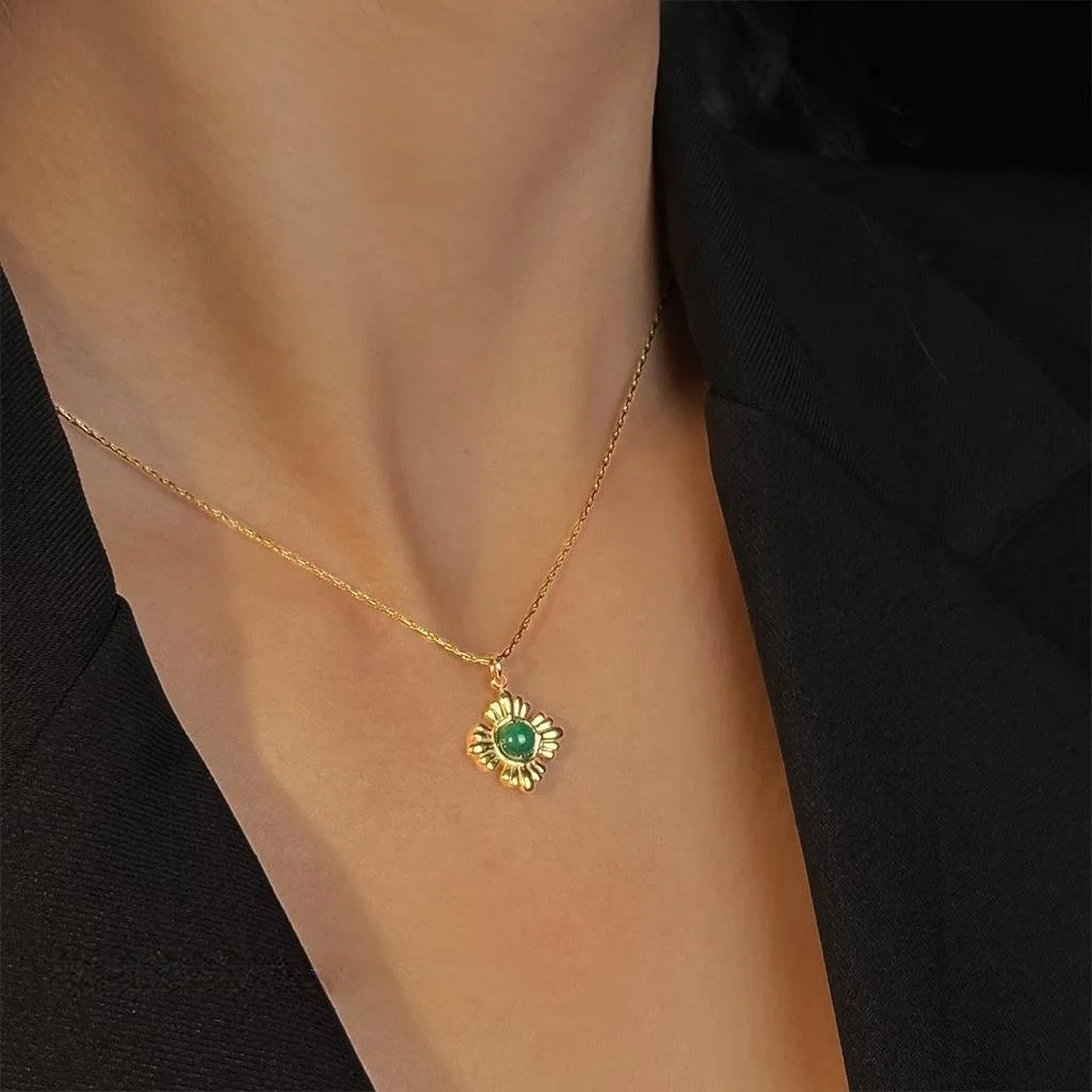 Thick 18K Real Gold Plated Vintage Floral Geometric Choker Necklace For Women