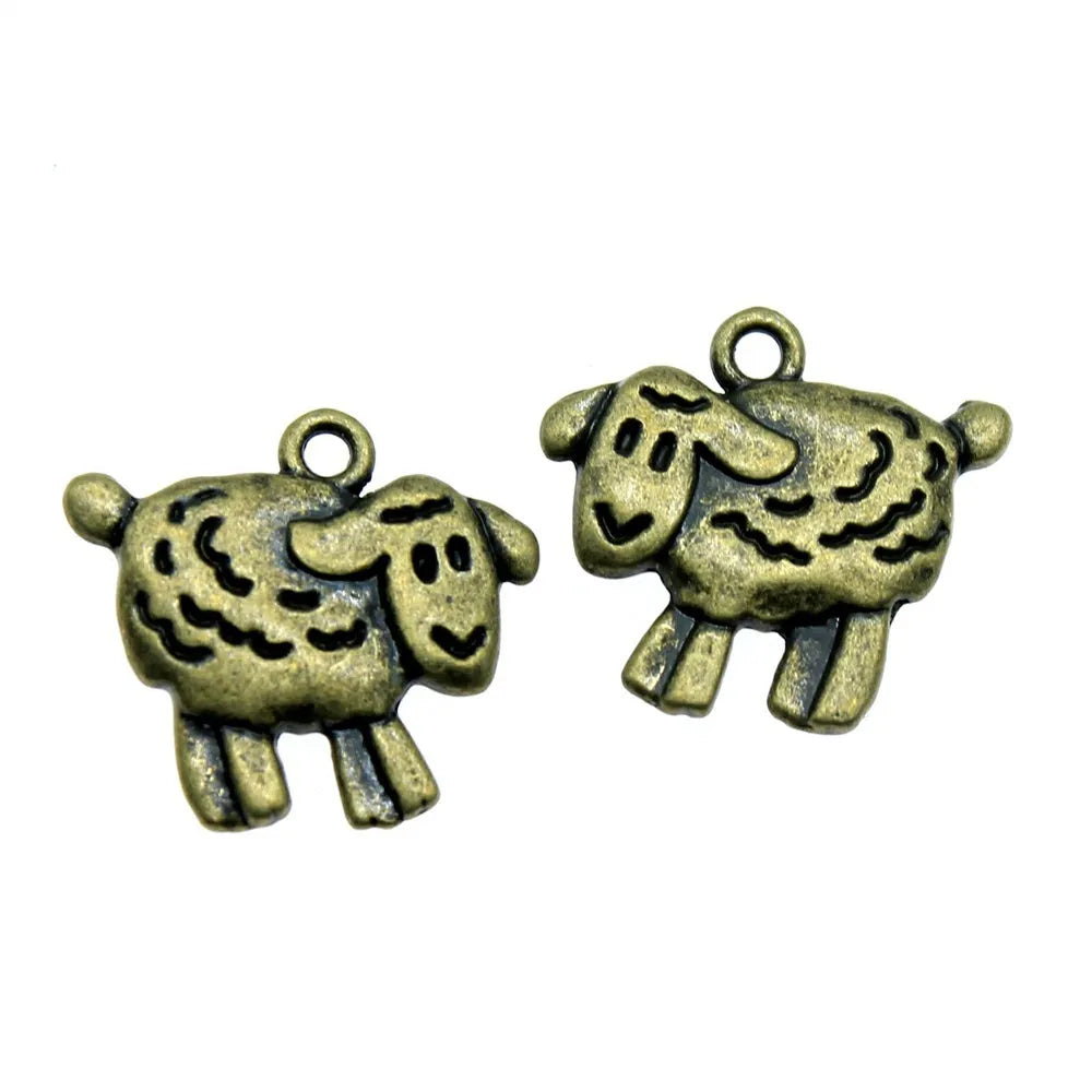 18x16mm 2.4g Multicolor Zinc Alloy Little Sheep Charm Pendant for Animal Theme DIY Jewelry Making