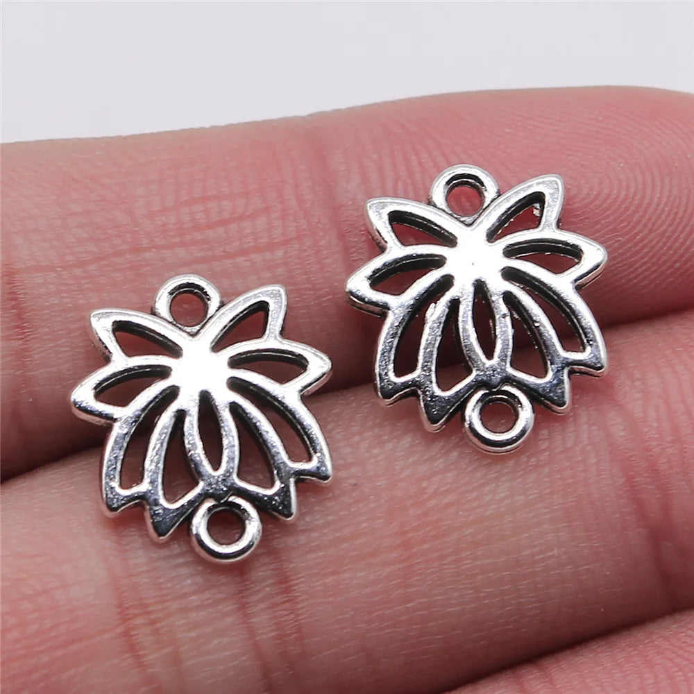 14x16mm 1.3g Antique Silver Zinc Alloy Lotus Connector Charm for DIY Bracelet Necklace Making