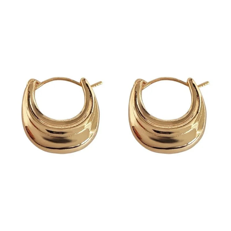 Minimalist Smooth Copper Hoop Earrings For Women Geometric Old Money Commuter Style