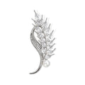 Luxury Wheat Stalk Brooch With Marquise Zircon Rhinestones And Pearl, Elegant Lapel Pin Suit Accessory Gift