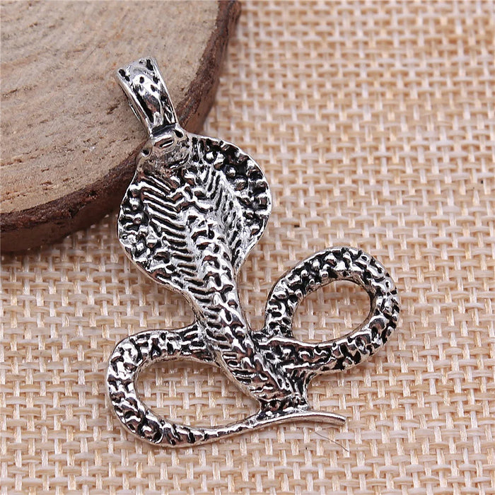 32x43mm 6.2g Antique Silver Zinc Alloy Cobra Snake Charm Pendant for DIY Necklace Bracelet Making