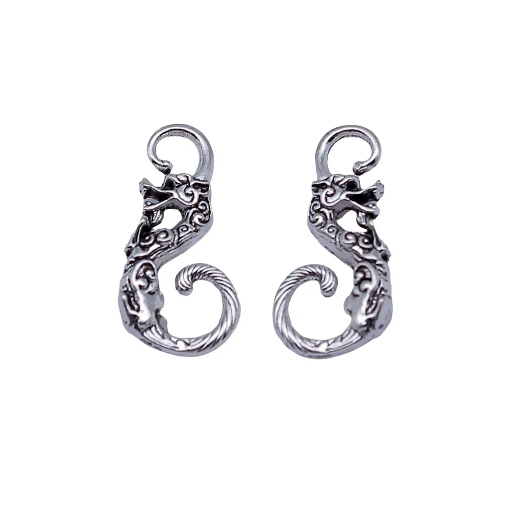 20x10mm 1.05g Antique Silver Zinc Alloy Dragon Button Charm Pendant for DIY Chinese Style Jewelry