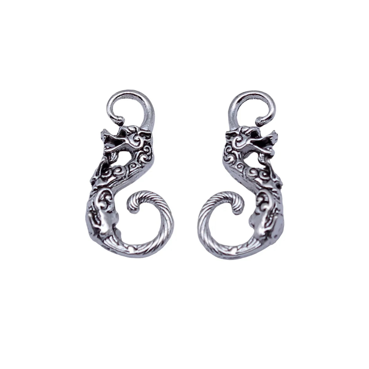 20x10mm 1.05g Antique Silver Zinc Alloy Dragon Button Charm Pendant for DIY Chinese Style Jewelry