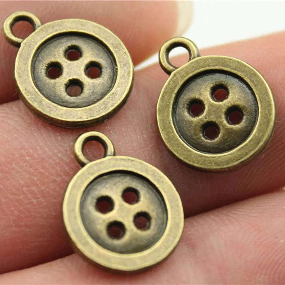 16x12mm 1.2g Multicolor Zinc Alloy Button Charm Pendant for DIY Necklace Bracelet Jewelry Making