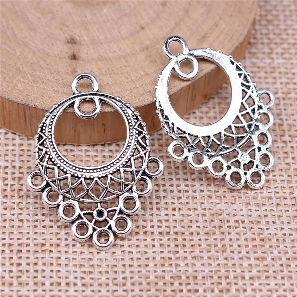 32x24mm 1.7g Antique Gold Zinc Alloy Openwork Geometric Earring Connector Charms for DIY Jewelry Making