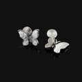 Elegant Gradient Blue Crystal Butterfly Stud & Clip On No Piercing Rhinestone Alloy Earrings