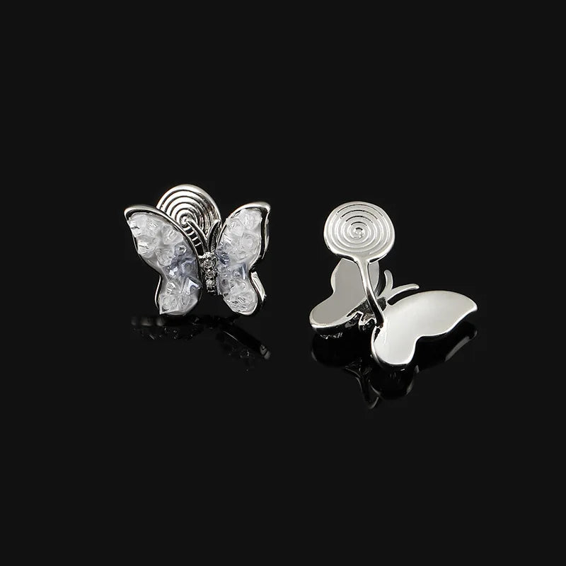 Elegant Gradient Blue Crystal Butterfly Stud & Clip On No Piercing Rhinestone Alloy Earrings