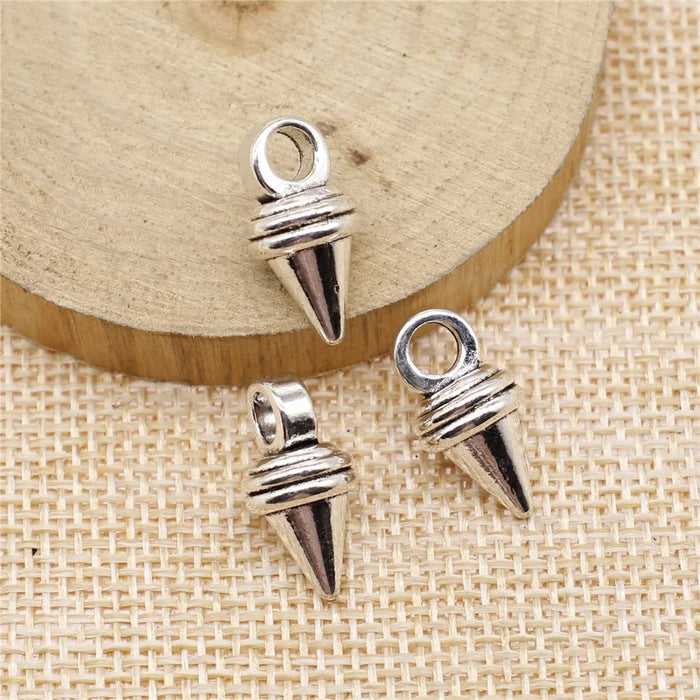 18x9x9mm 3.1g Antique Silver Zinc Alloy 3D Pointed Cone Charm Pendant for DIY Jewelry Making
