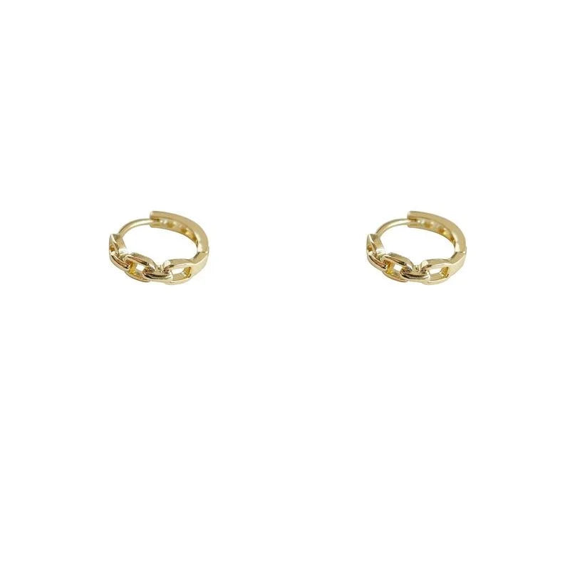 14K Plated Copper Geometric Hoop Drop Earrings Minimalist Korean Style Ear Cuffs