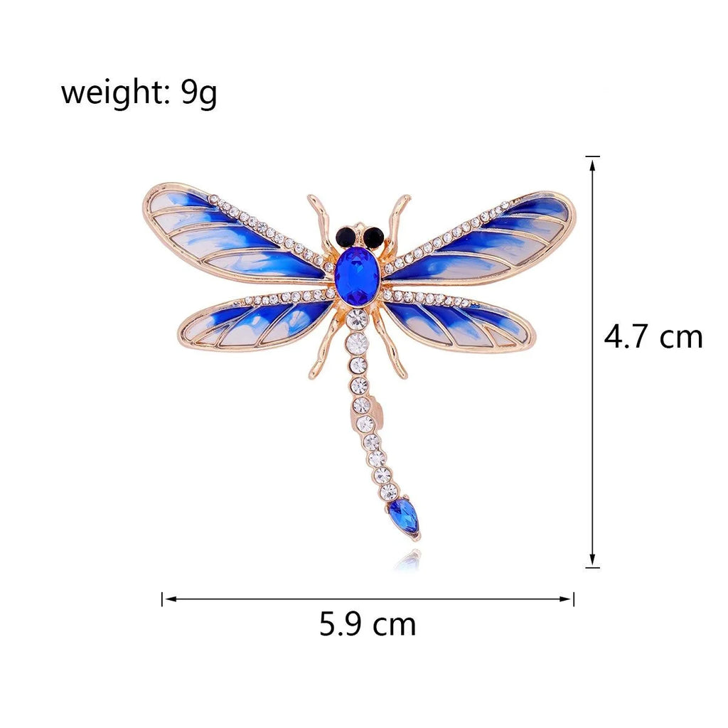 Elegant Green Enamel Dragonfly Brooch With Rhinestone Wings, Women's Lapel Pin Corsage Suit Accessory