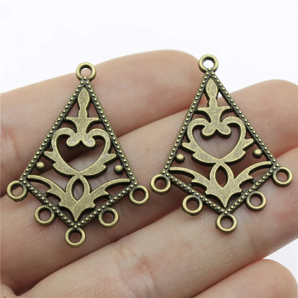 37x27mm 2.3g Multicolor Zinc Alloy Openwork Earring Connector Charms for DIY Earring Jewelry Making