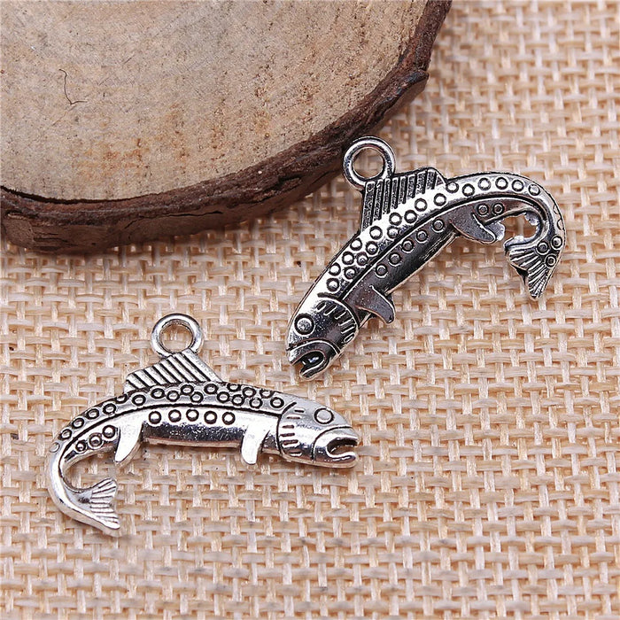 24x18mm 1.9g Multicolor Zinc Alloy Fish Charm Pendant for Ocean Theme Necklace Bracelet DIY Making